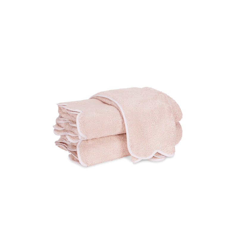 Cairo Scallop Towels in Blush &amp; White - View 1