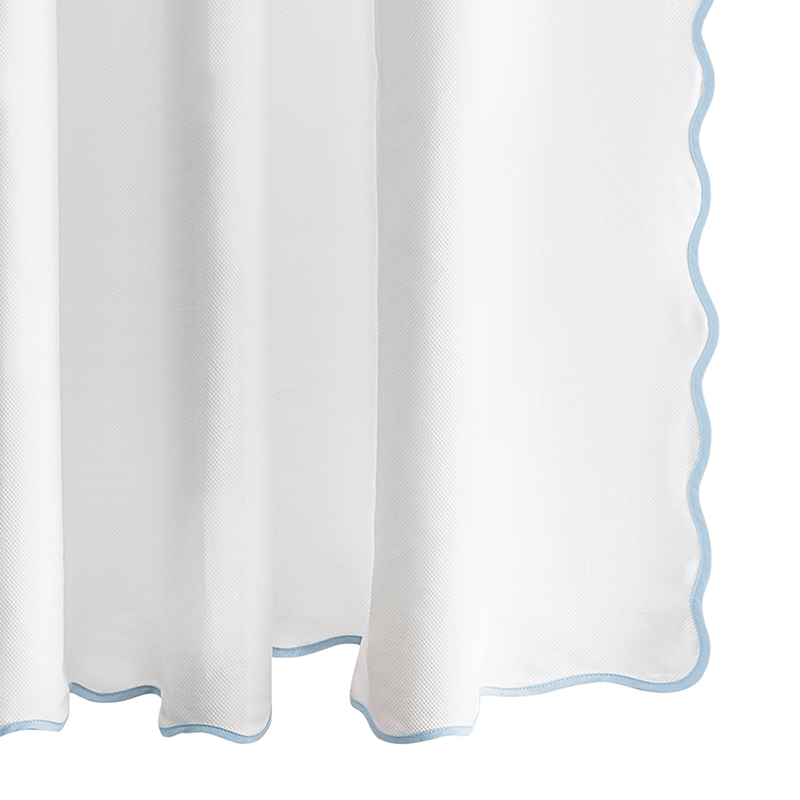 Camilla Pique Scallop Shower Curtain in Light Blue - View 1