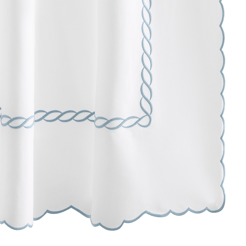 Classic Chain Scallop Shower Curtain in Hazy Blue - View 1