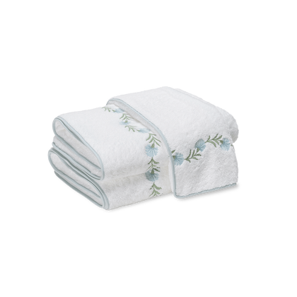 Pale blue Daphne towels.