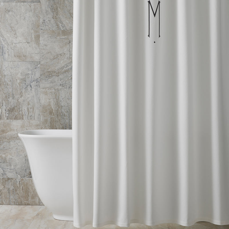 Diamond Pique Shower Curtain in White - View 1