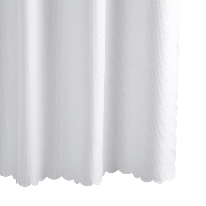 Diamond Pique Scallop Shower Curtain in White - View 1