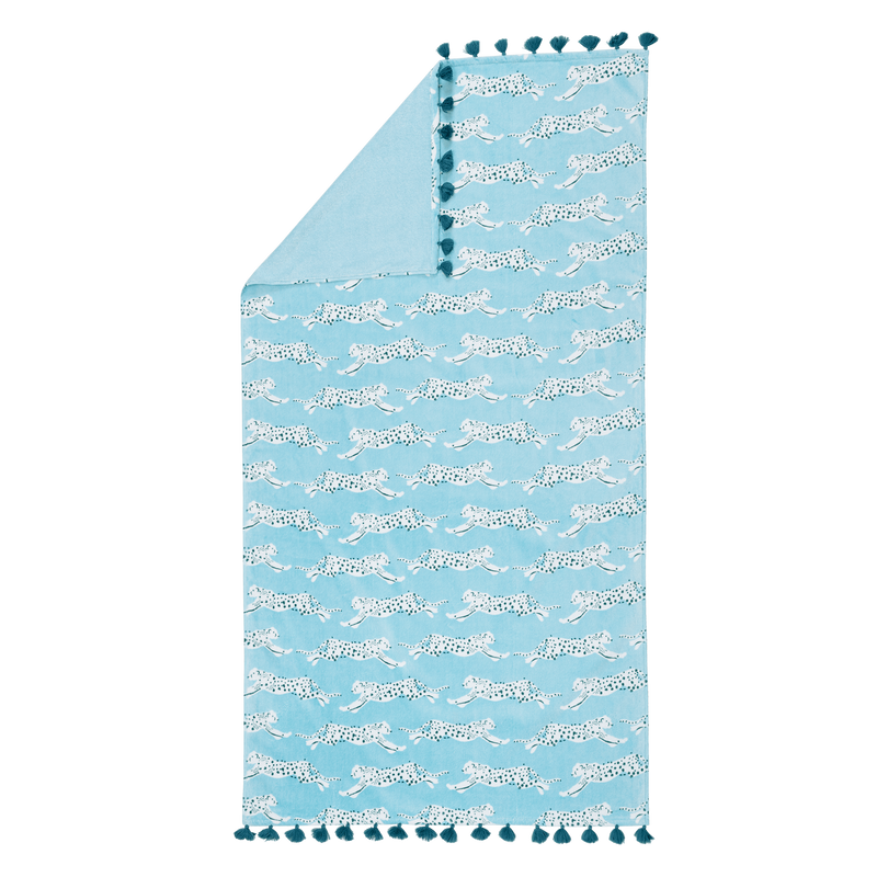 Leaping Leopard Beach Towel in Surf - View 1