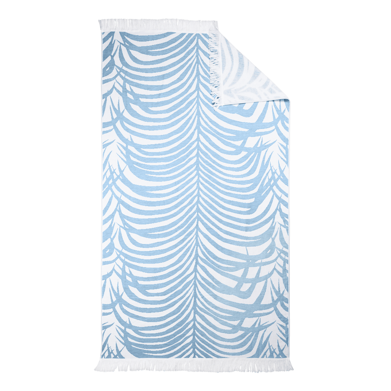 Zebra Palm Beach Towel in Pool Blue - View 1