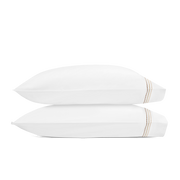 White Amara Triple Pearl pillowcase with tan ombre embroidered trim.