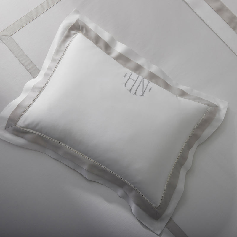 Ambrose Pillowcase - Pair in Bone &amp; Silver - View 4