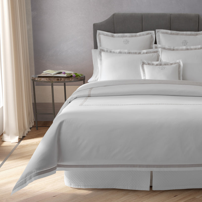 Ambrose Duvet Cover in Bone &amp; Silver - View 1