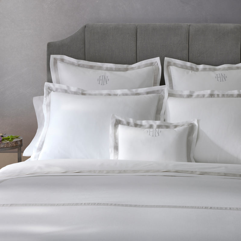 Ambrose Pillowcase - Pair in Bone &amp; Silver - View 1