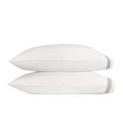 Off-white and silver Ambrose pillowcase, folded.