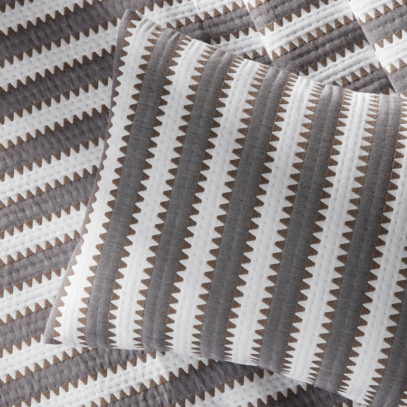 Apollo Stripe Matelassé Coverlet in Comet - View 3