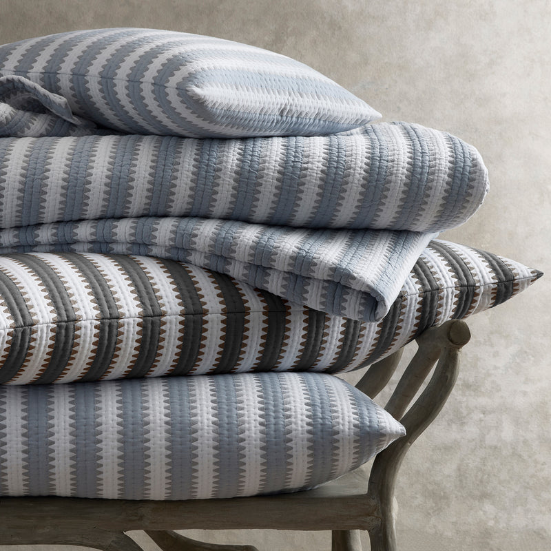 Apollo Stripe Matelassé Coverlet in Comet - View 1