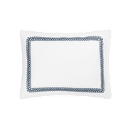 Deep blue Astor Braid sham, folded.