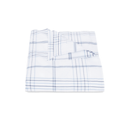 Navy August Plaid duvet cover, folded.