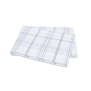 Navy August Plaid flat sheet, folded.