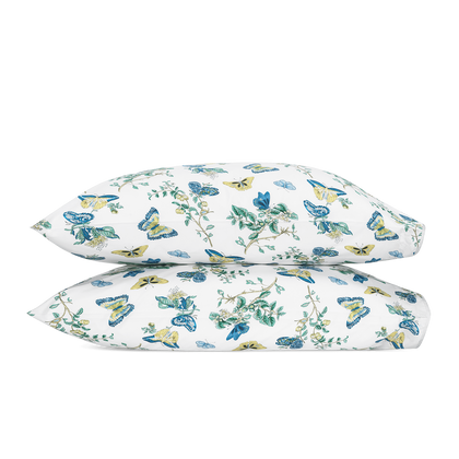 Prussian blue Baudin Butterfly pillowcase, folded.