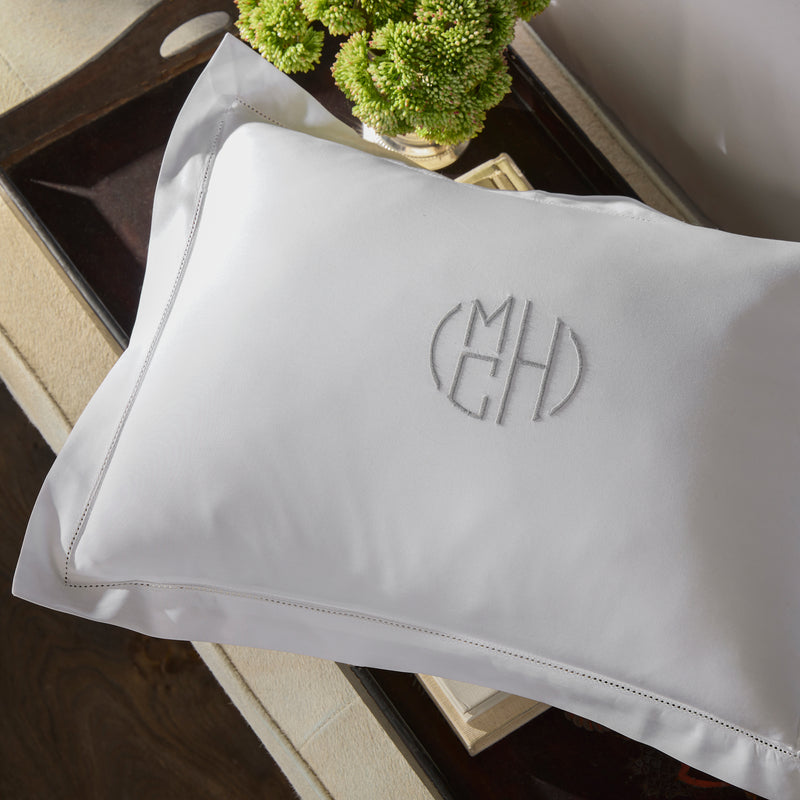 Bergamo Hemstitch Flat Sheet in Bone - View 3