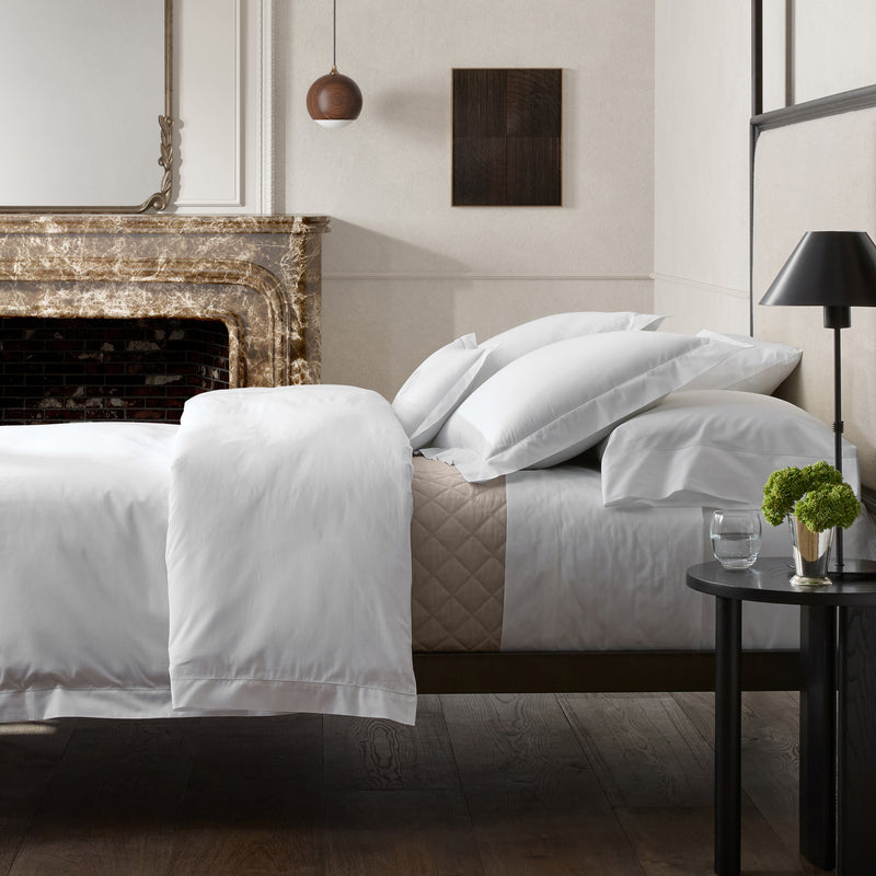 Bergamo Hemstitch Flat Sheet in Bone - View 1