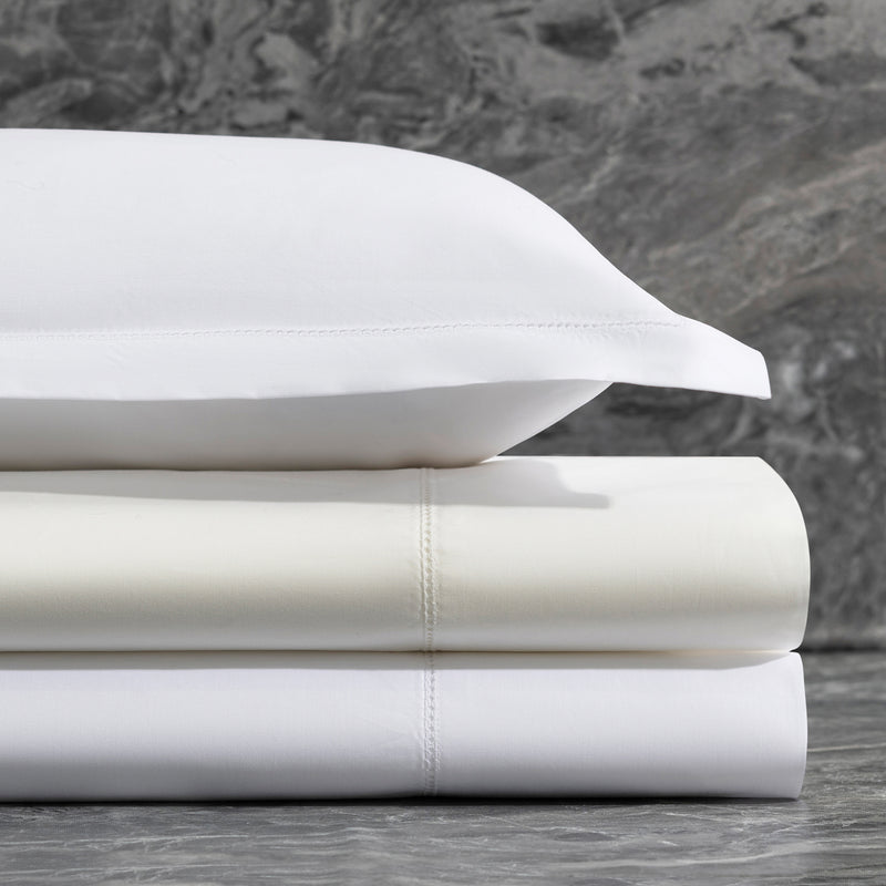 Bergamo Hemstitch Flat Sheet in Bone - View 2
