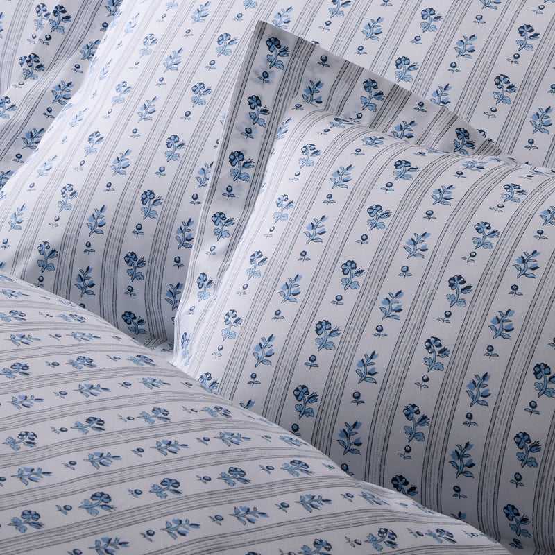 Cabanon Stripe Flat Sheet in Blue - View 4