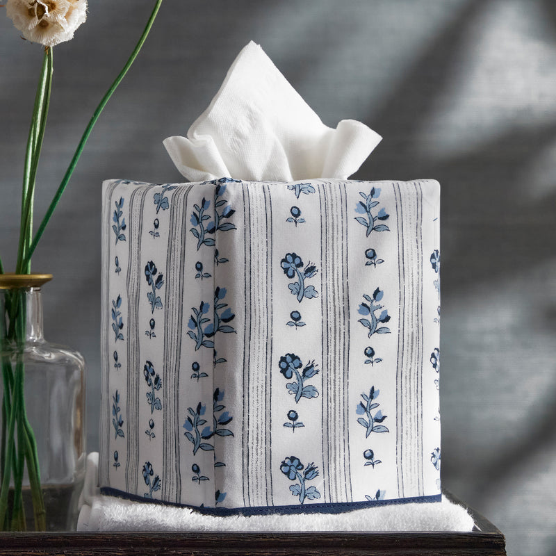 Cabanon Stripe Tissue Box Cover in Blue - View 1