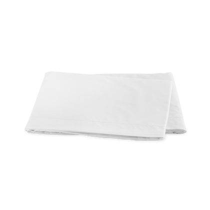 White Ceylon Satin Stitch flat sheet, folded.