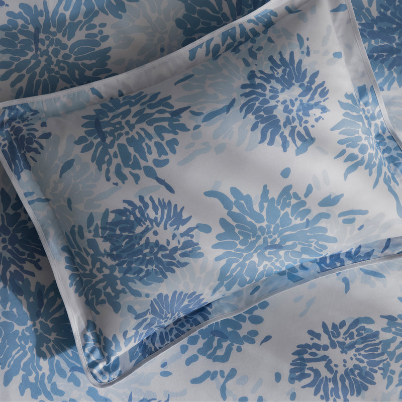 Chrysanthemum Flat Sheet in Blue - View 3
