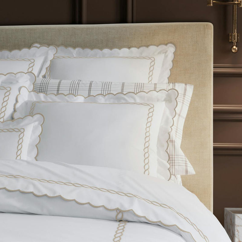 Classic Chain Scallop Duvet Cover in Hazy Blue - View 4