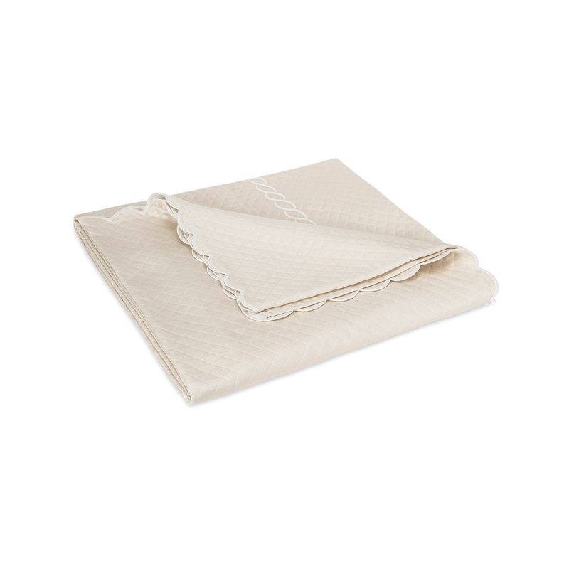 Classic Chain Scallop Matelassé Coverlet in Ivory &amp; White - View 1