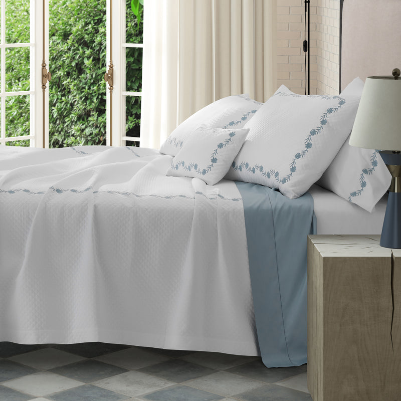 Daphne Matelassé Lumbar Pillow Cover in Bluebell - View 1