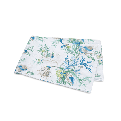 Blue-green Del Tesoro flat sheet, folded.