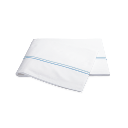 Light blue Essex flat sheet, folded.