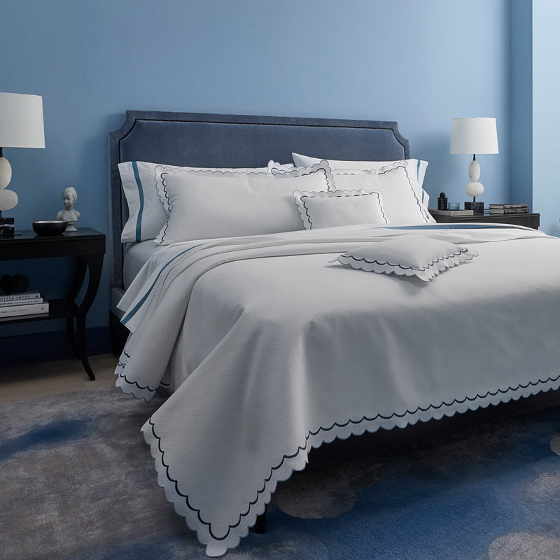 India Pique Coverlet in Azure - View 2