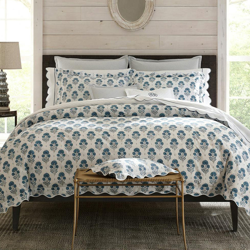 Joplin Fitted Sheet in Mineral Blue - View 1