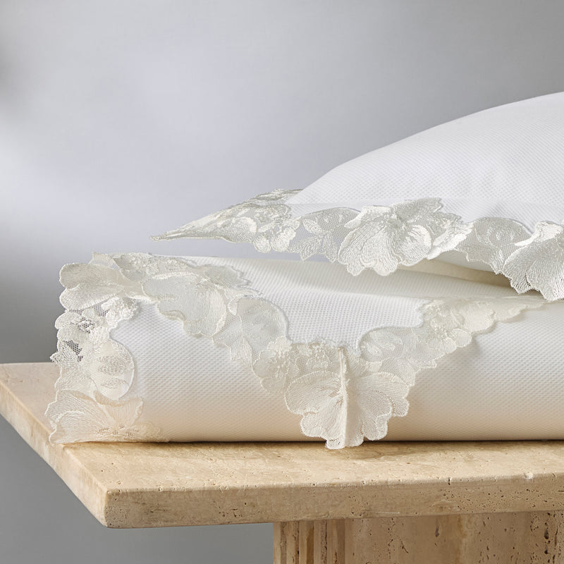 Lace Pique Sham in Cecily White - View 4