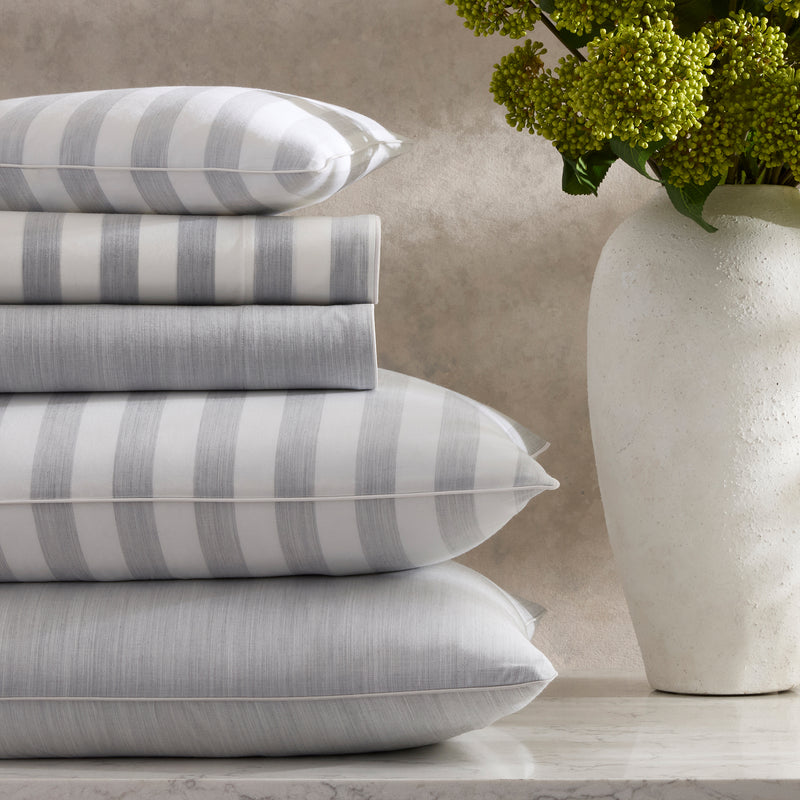 Lana Pillowcase - Pair in Silver Stripe - View 2