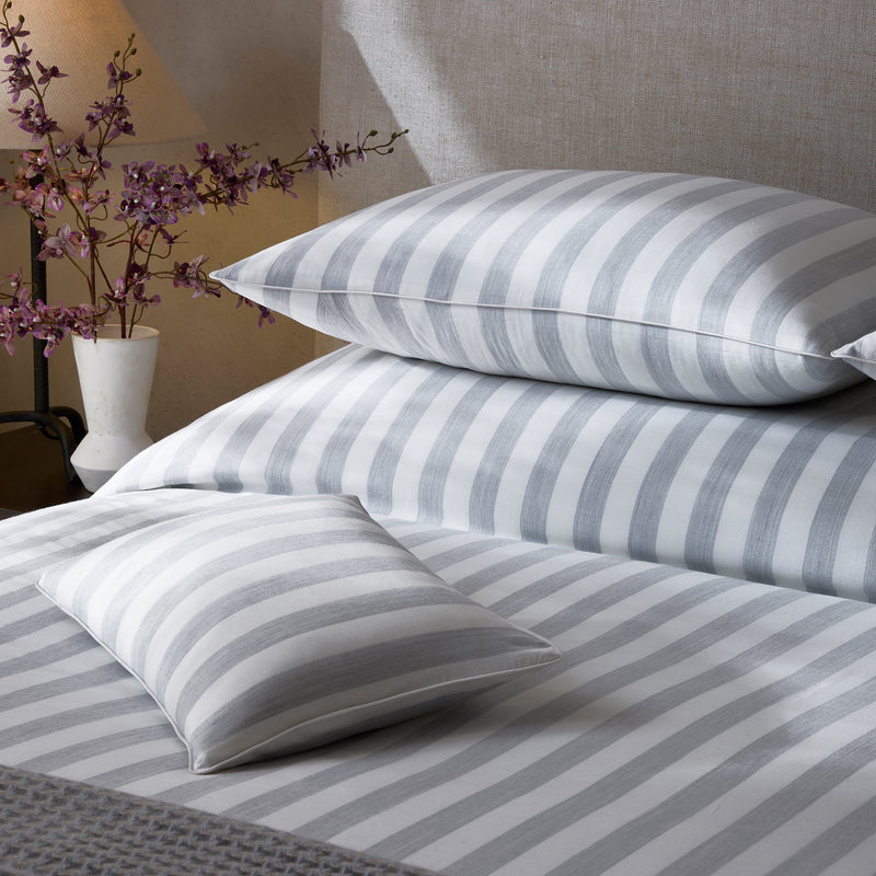 Lana Pillowcase - Pair in Silver Stripe - View 3