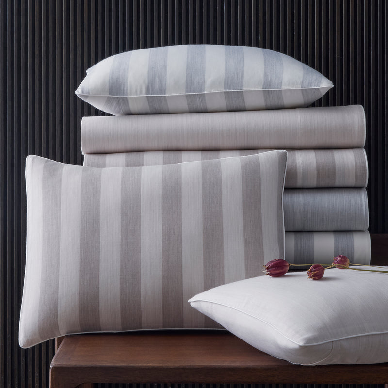 Lana Pillowcase - Pair in Café au Lait Stripe - View 2
