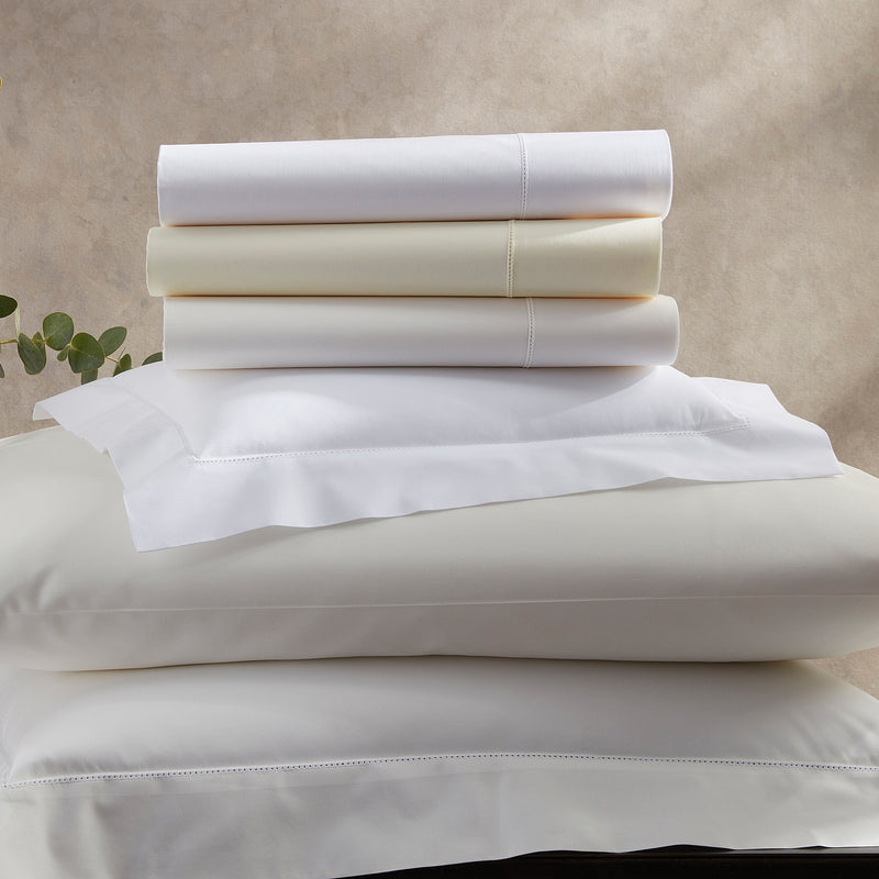 Luca Hemstitch Flat Sheet in Bone - View 2