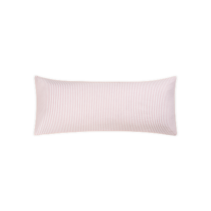 Pink Matteo seersucker-stripe sham, lumbar.