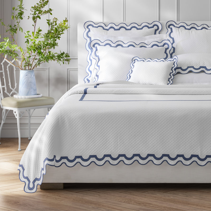 Mirasol Matelassé Coverlet in Azure - View 2