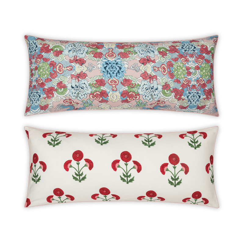 Reversible Lumbar Pillow Cover in Gisele Scarlet &amp; Magic Paradise - View 1