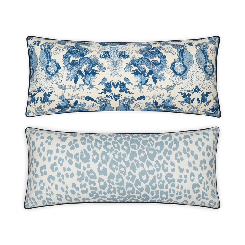 Reversible Lumbar Pillow Cover in Magic Blue &amp; Iconic Sky - View 1