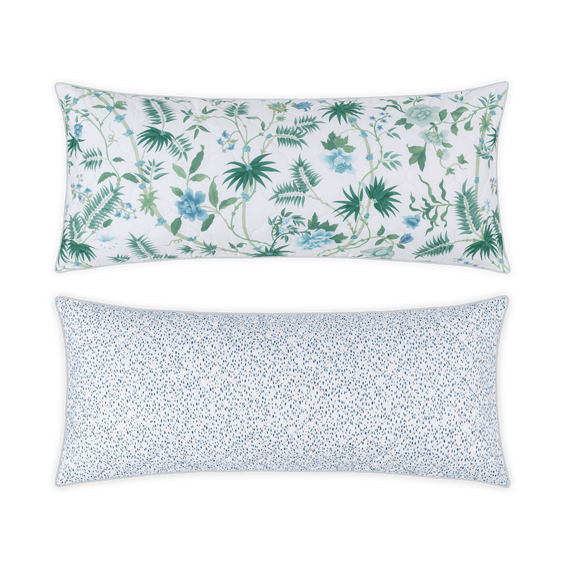 Reversible Lumbar Pillow Cover in Palmyra Emerald &amp; Celine Blue - View 1