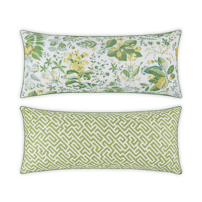 Reversible Lumbar Pillow Cover in Pomegranate Citrus &amp; Gabriel Grass - View 1