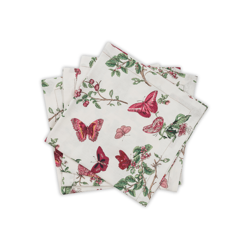 Baudin Butterfly Napkin - set of 4 in Ruby - View 1