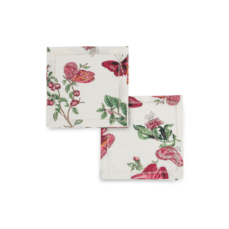 Baudin Butterfly Cocktail Napkin - set of 4 in Ruby - View 1