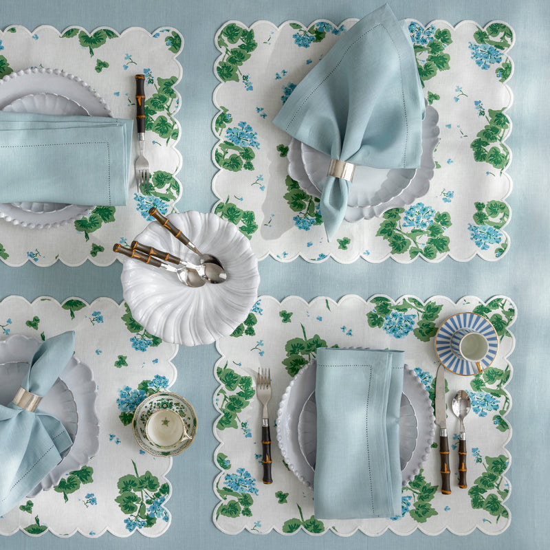 Geranium Linen Napkin - set of 4 in Blue - View 2