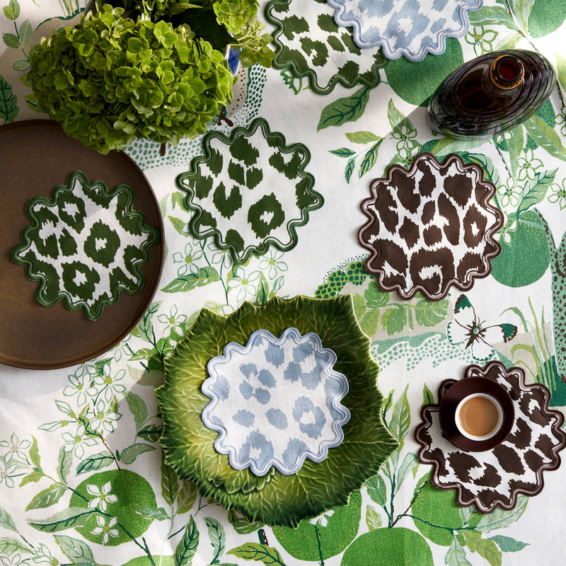 Iconic Leopard Cocktail Napkin - set of 4 in Green - View 2
