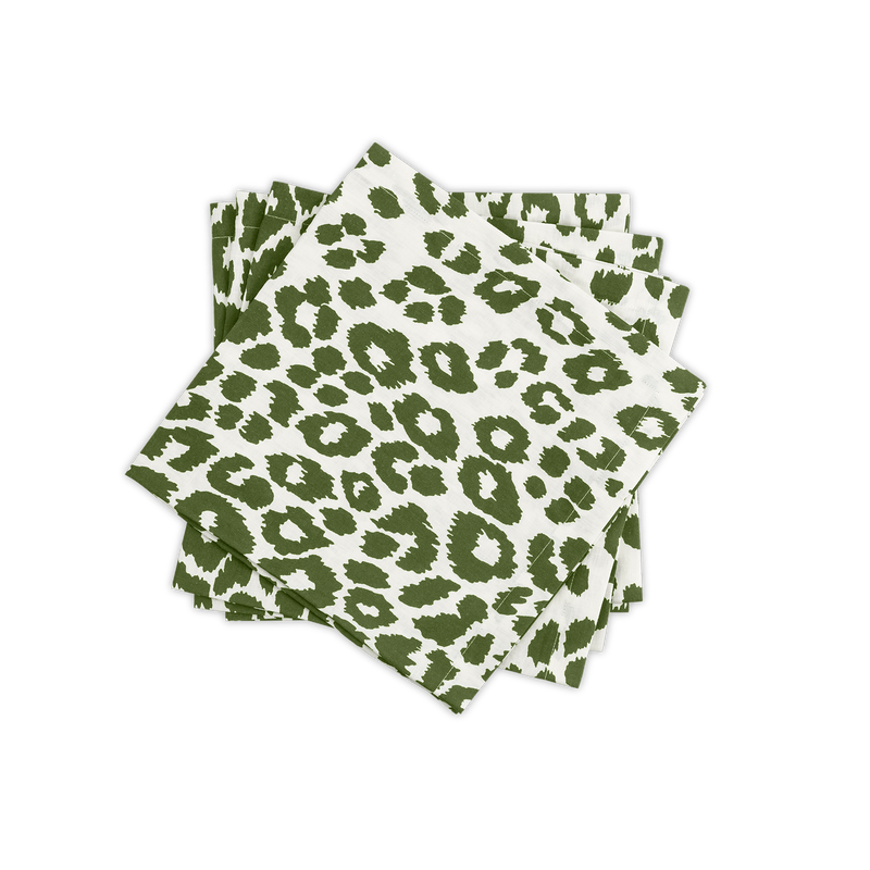 Iconic Leopard Napkin - set of 4 in Green - View 1