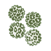 Round Iconic Leopard cocktail napkins in green, set of four